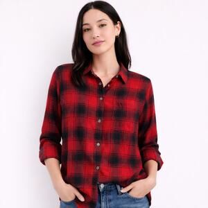 American Eagle Boyfriend Fit Red Plaid Flannel Shirt Small Petite